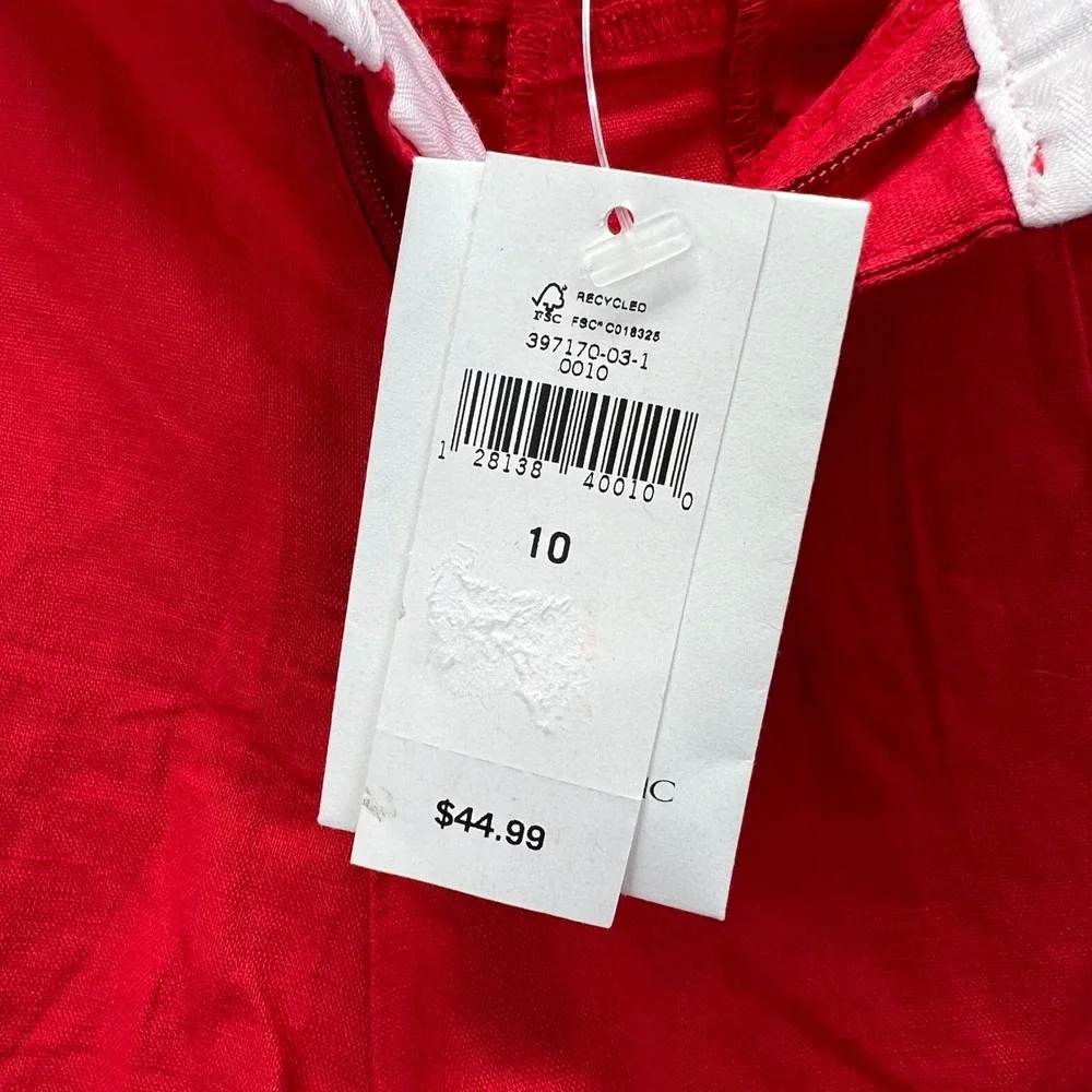 Banana Republic Martin Fit Shorts Womens 10 Red Linen Cotton Cuffed‎ Casual New